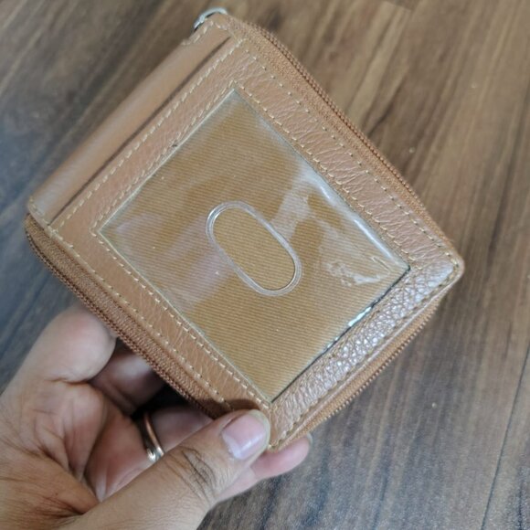 Mens Zipper Bifold Genuine Leather Outside ID Window Card Zip Around Wallet - Picture 7 of 8